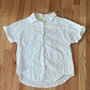 Women Button Up Top Womens Small White Short Sleeve Blouse Minimalist Old Money
